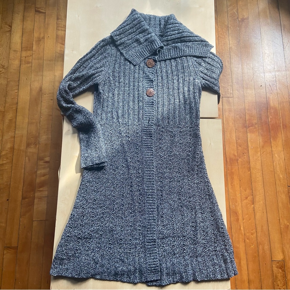 Heather grey long knit cardigan duster